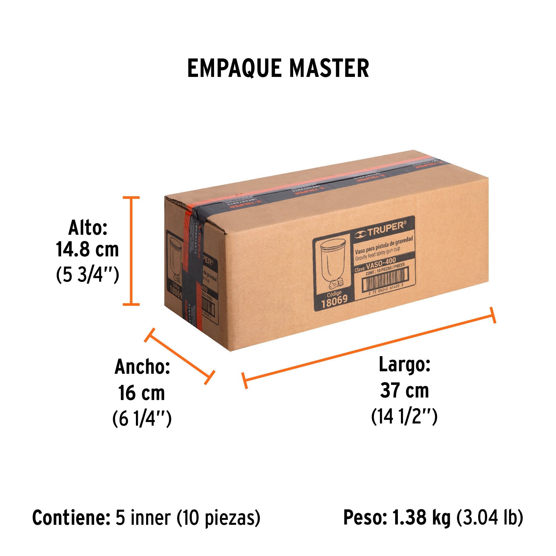 Vaso aluminio de repuesto para PIPI-400, TRUPER - Empaque