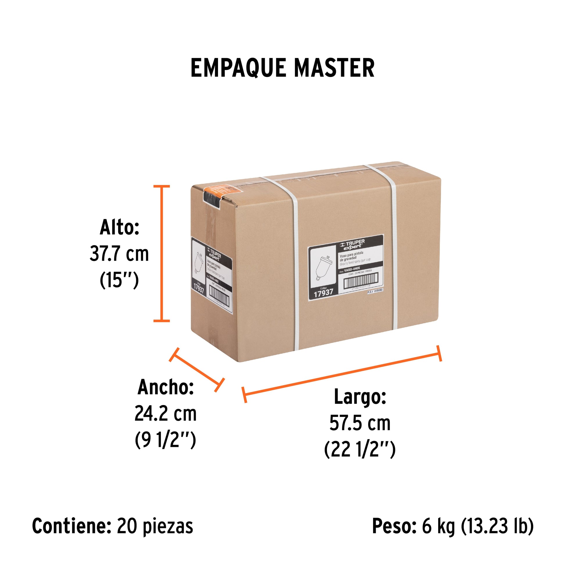Vaso plástico de repuesto para PIPI-440X/420X, TRUPER EXPERT - Empaque