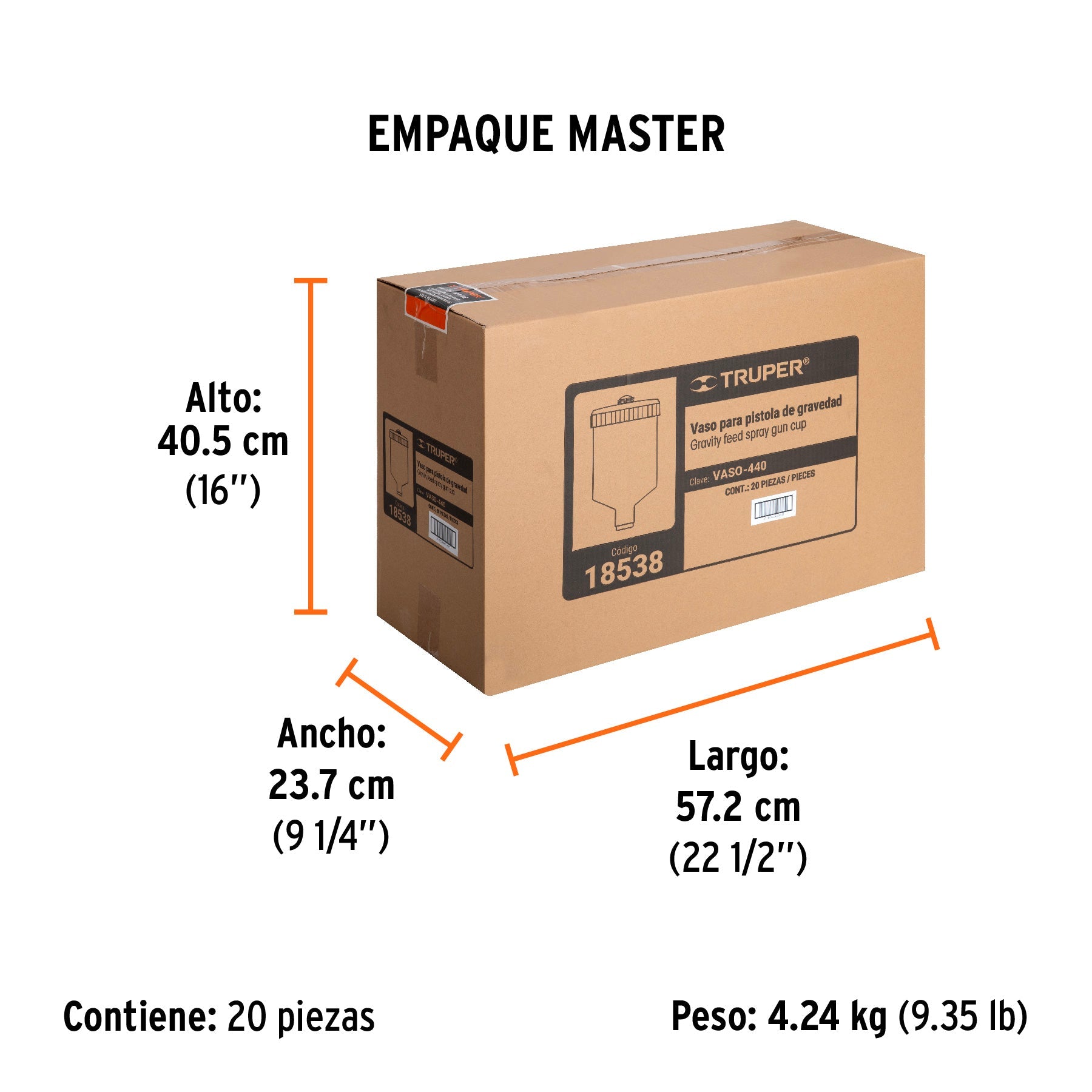 Vaso plástico de repuesto para PIPI-440/441/442, TRUPER - Empaque