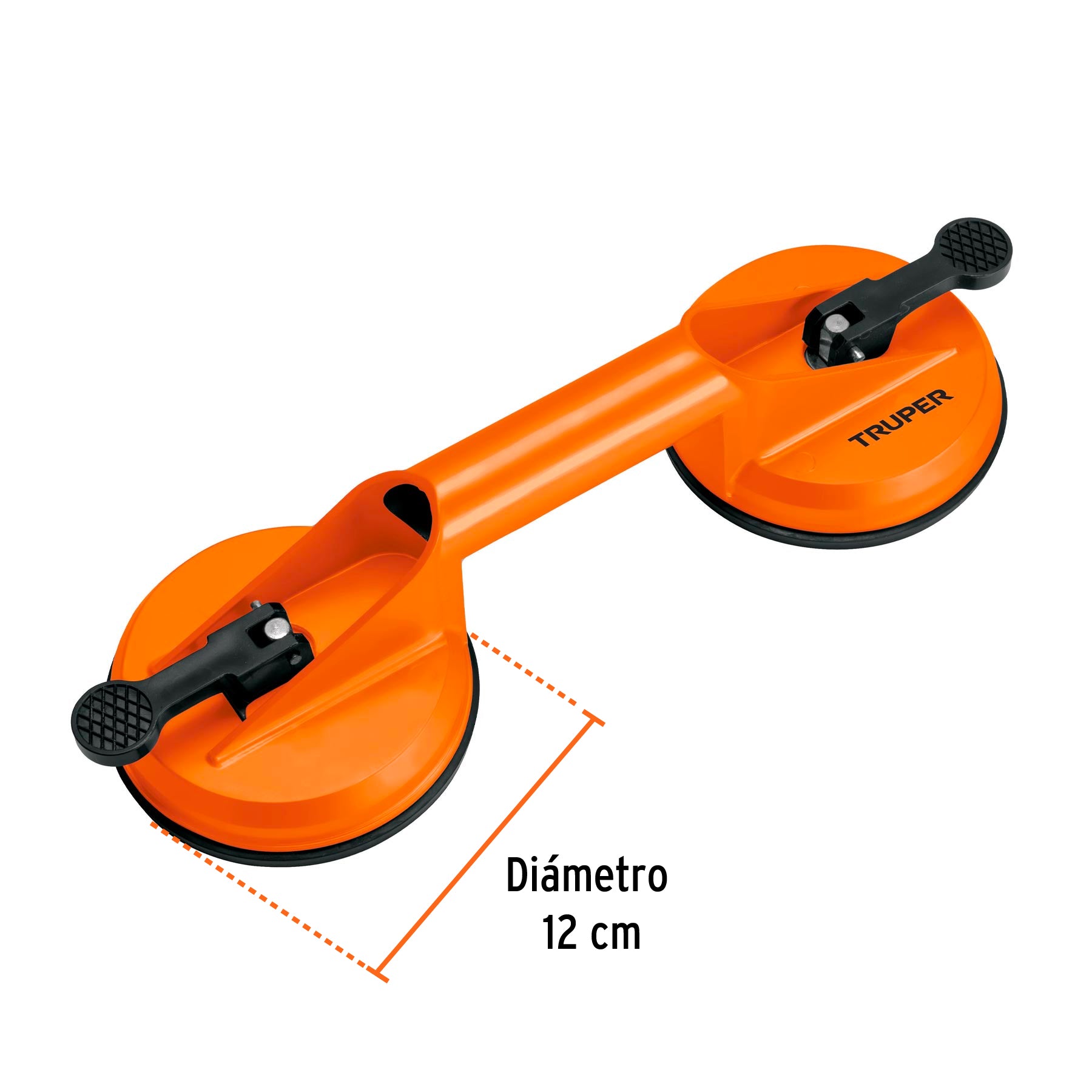 Ventosa de aluminio para vidrio, 2 copas de succión, TRUPER