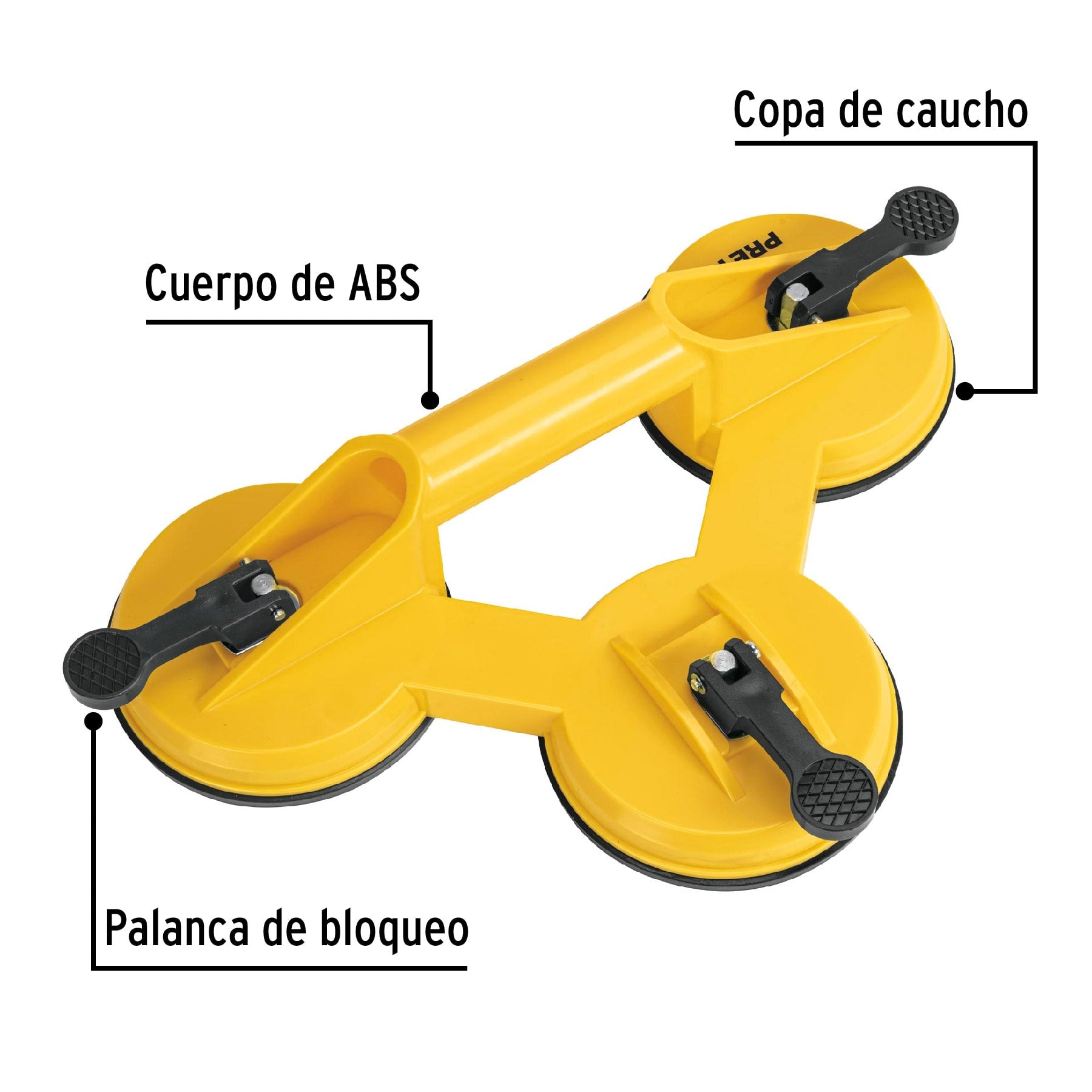 Ventosa de plástico para vidrio, 3 copas de succión, PRETUL