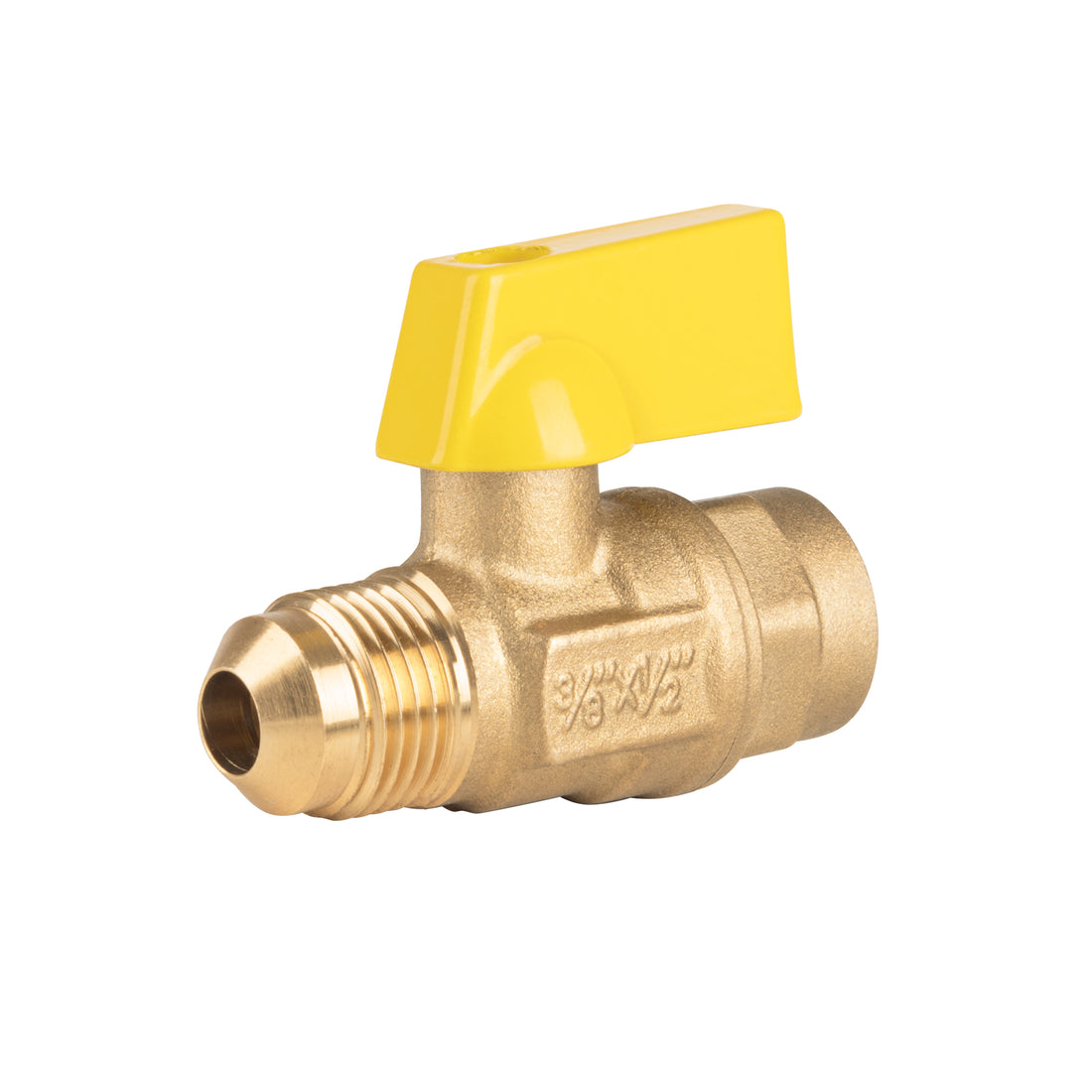 Válvula de control de latón p/gas,3/8x1/2" Flare/sold. FOSET
