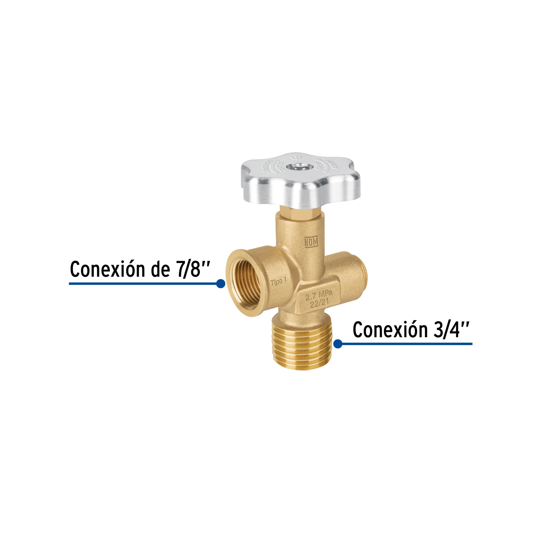 Válvula para cilindros de gas LP hasta 45 kg, FOSET