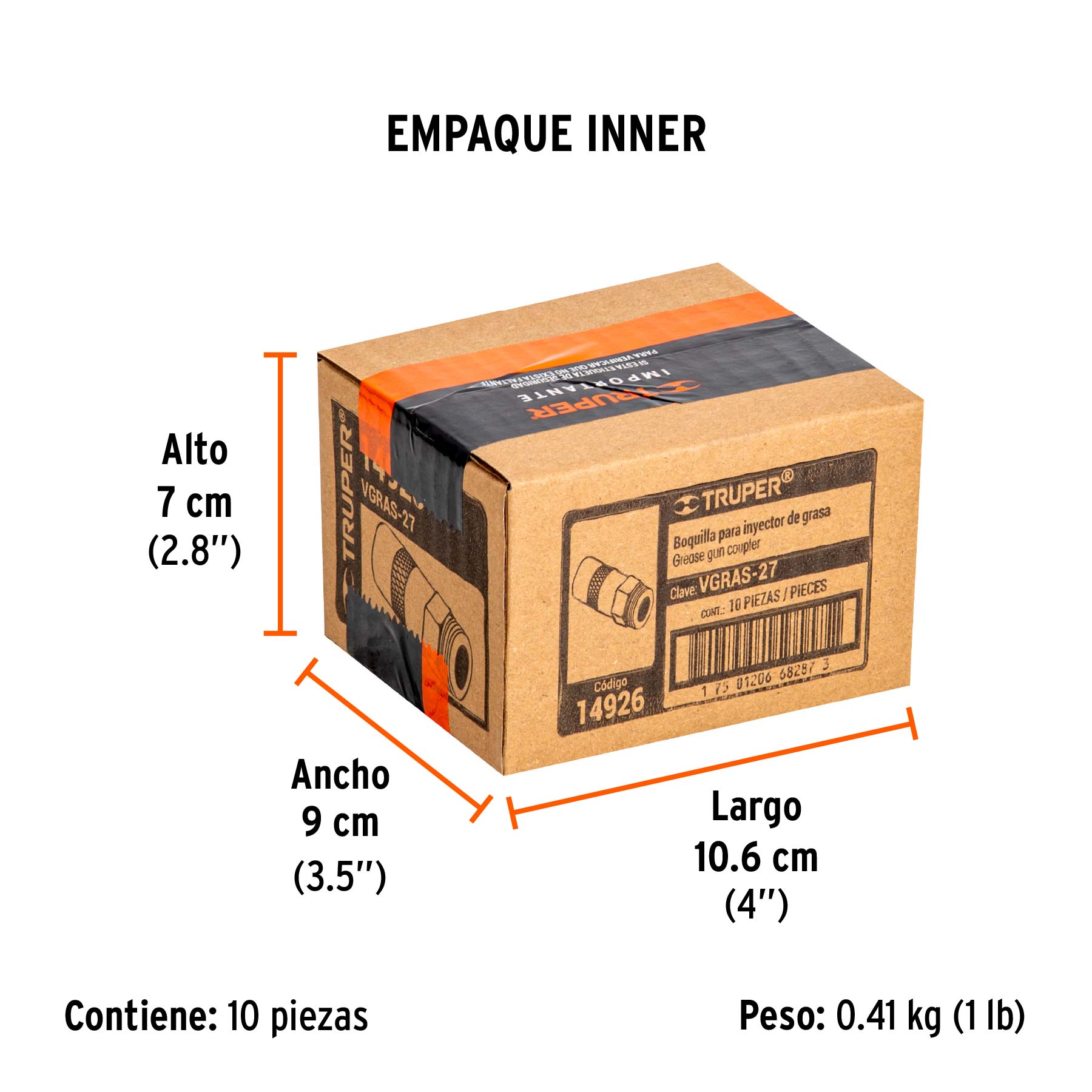 Válvula check para inyectores de grasa, TRUPER - Empaque