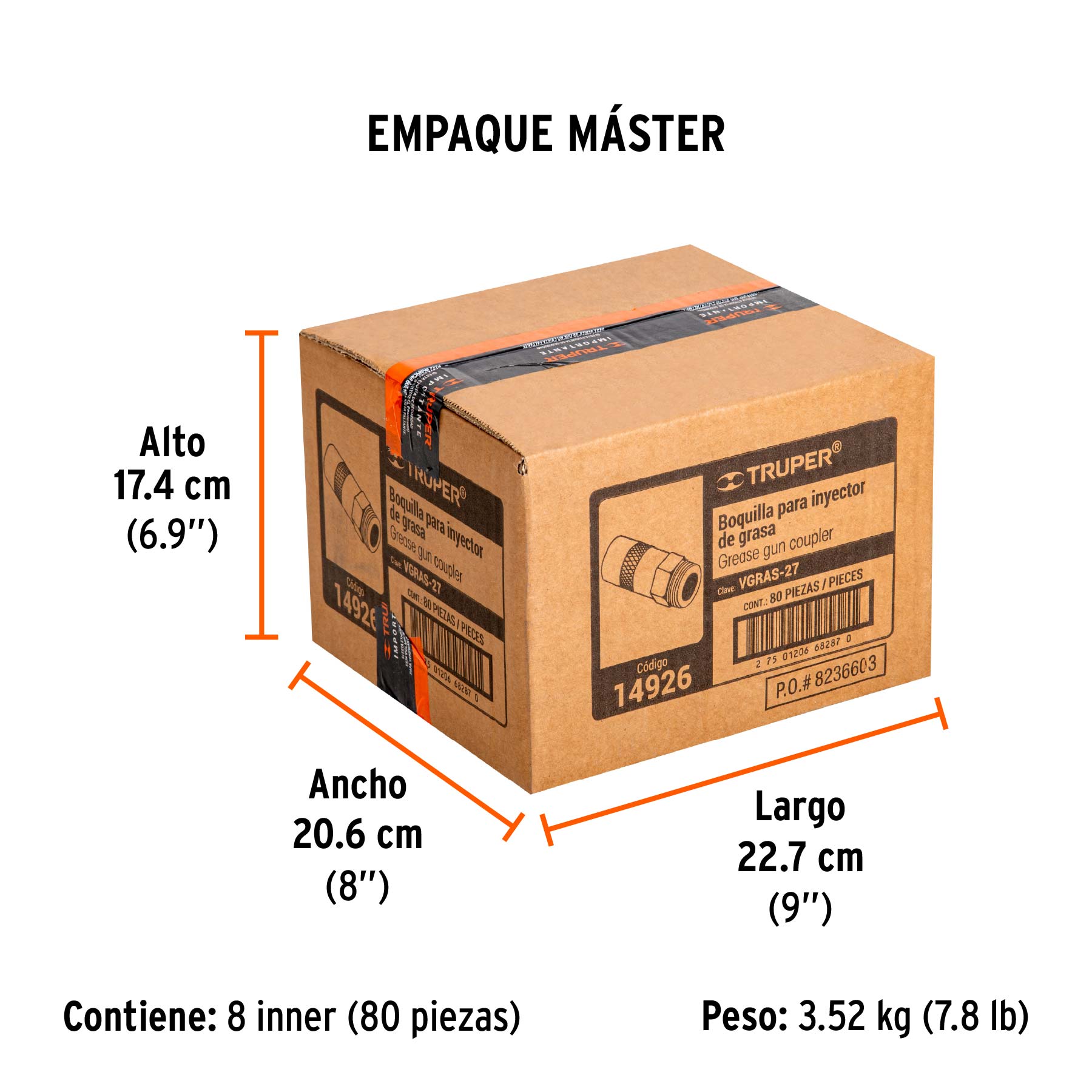 Válvula check para inyectores de grasa, TRUPER - Empaque