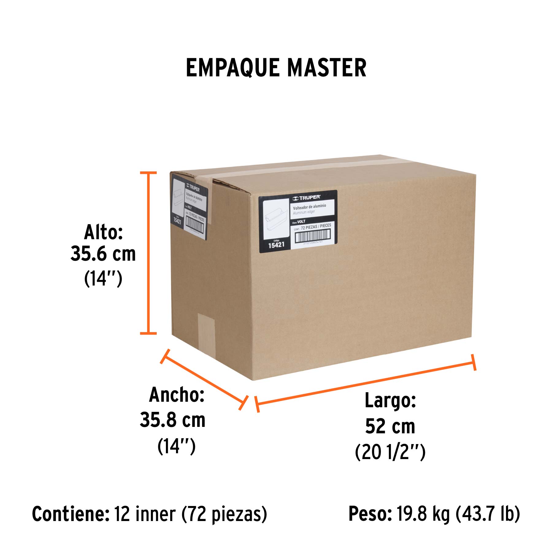 Volteador de aluminio, TRUPER - Empaque