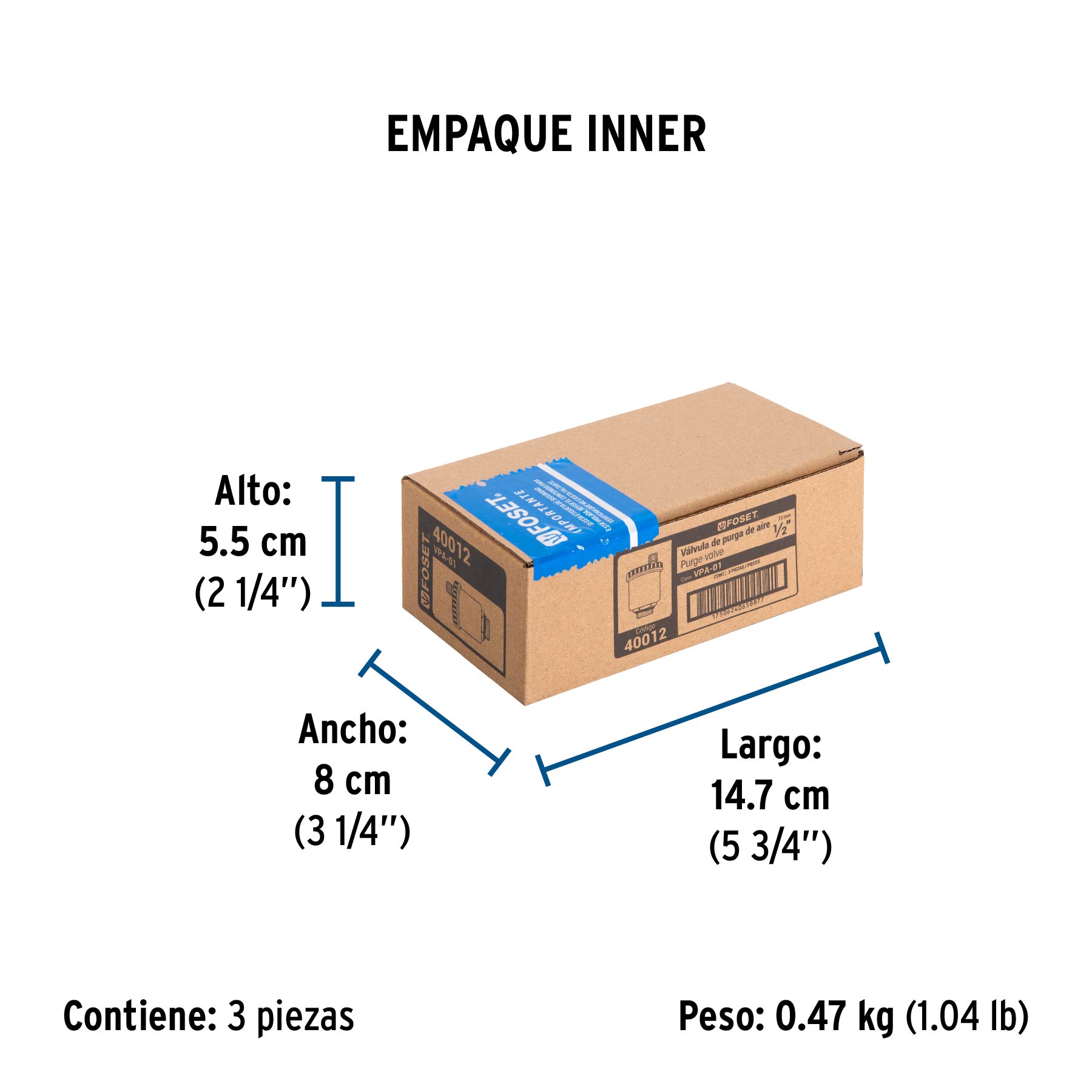 Válvula de purga de aire 1/2", FOSET - Empaque