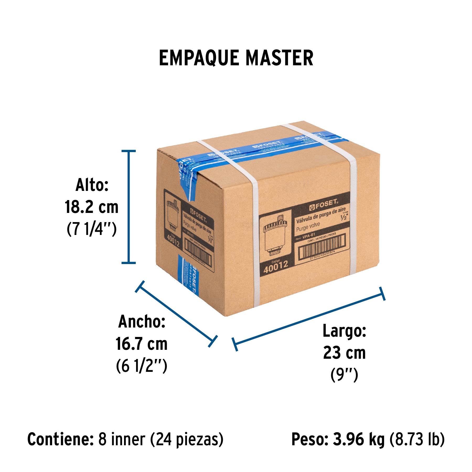 Válvula de purga de aire 1/2", FOSET - Empaque