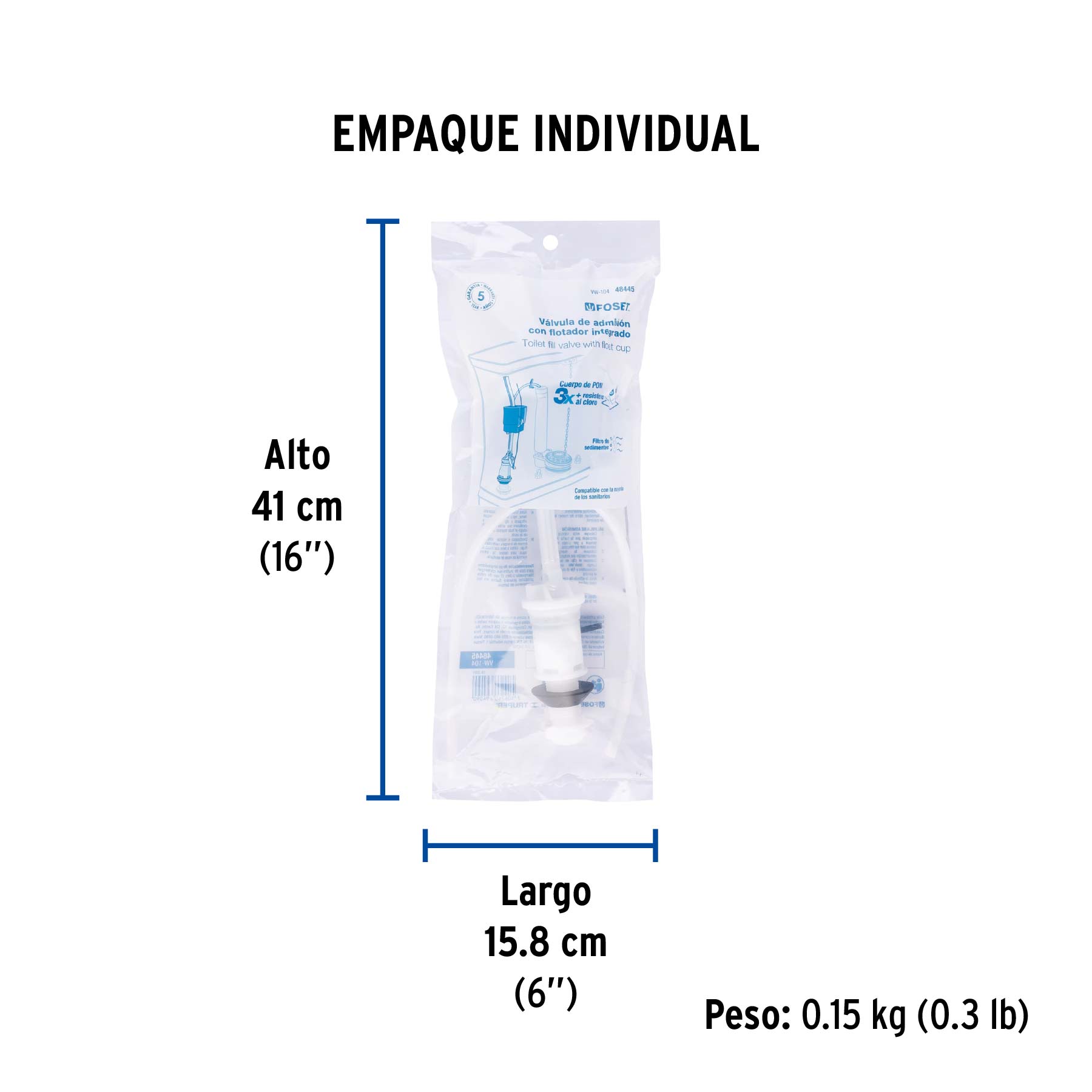 Válvula admisión tanque bajo con flotador compacto, FOSET - Empaque