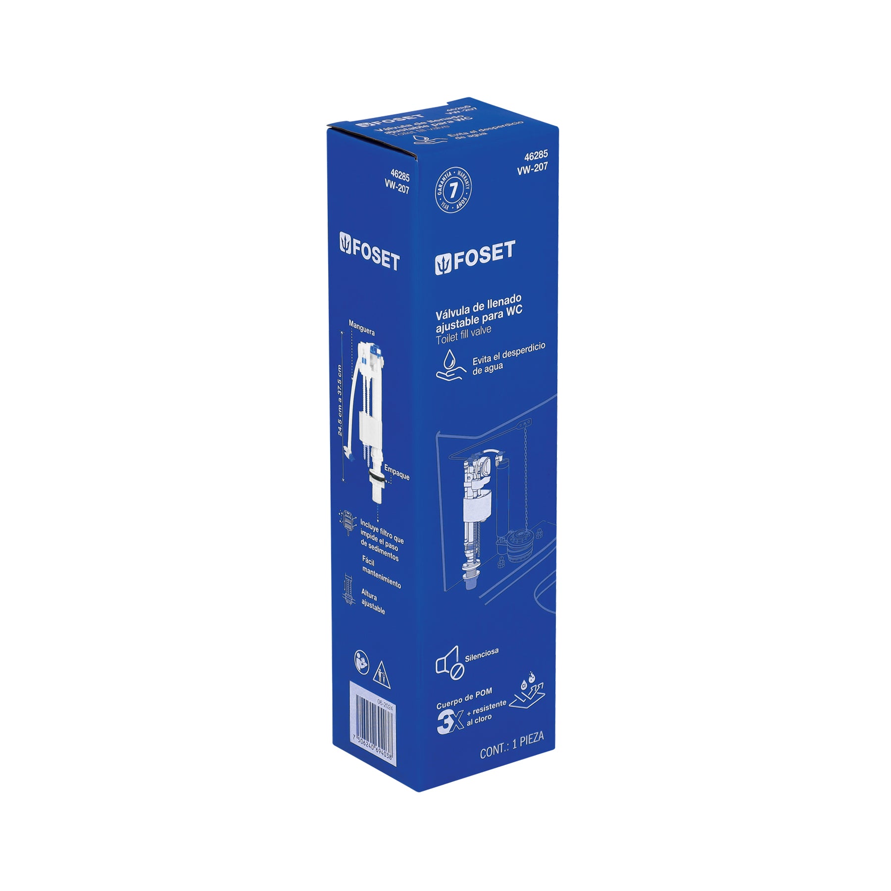 Válvula admisión tanque bajo, altura ajustable 24.5 a 37.5cm