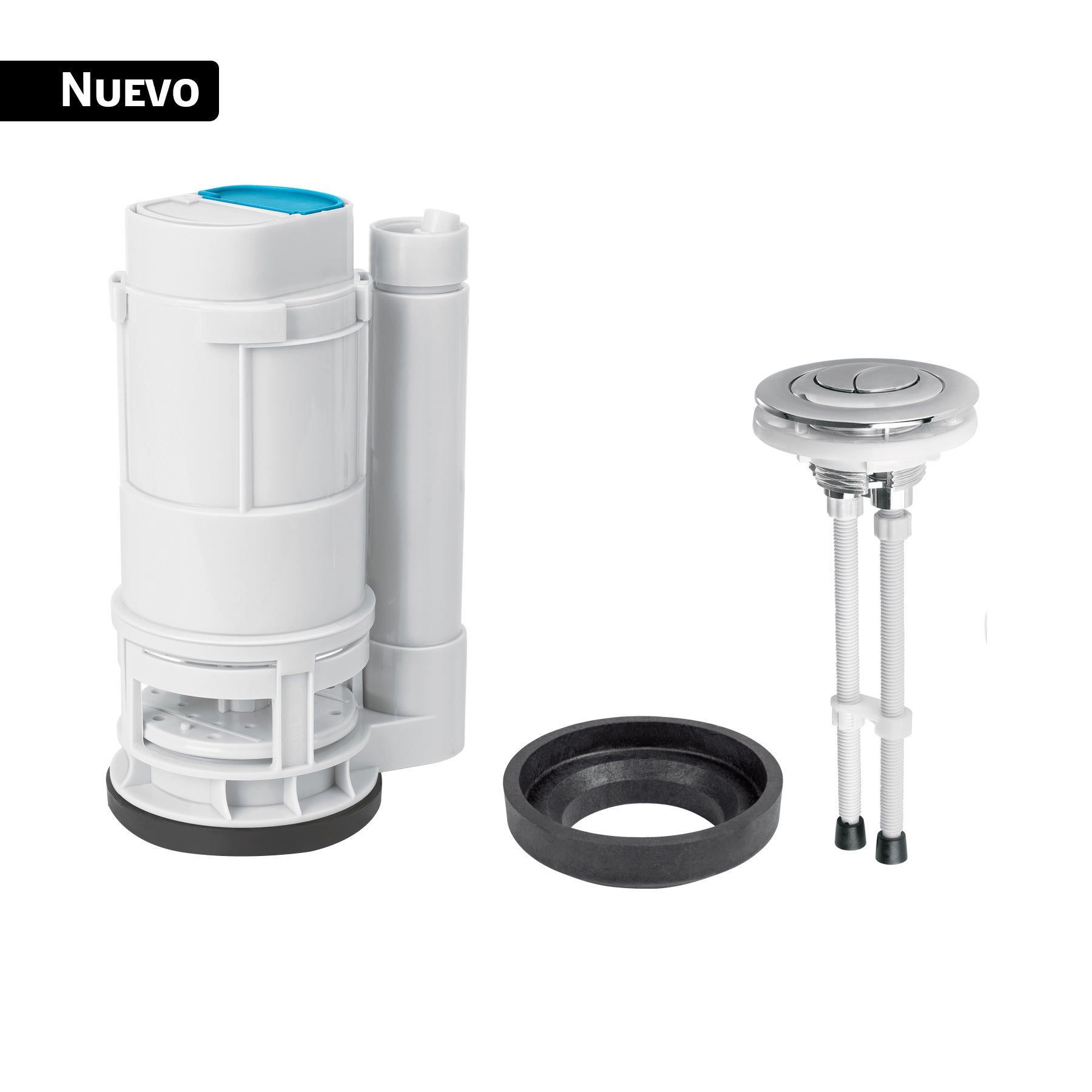 Válvula descarga dual 2" para WC de 2 piezas, con botón dual