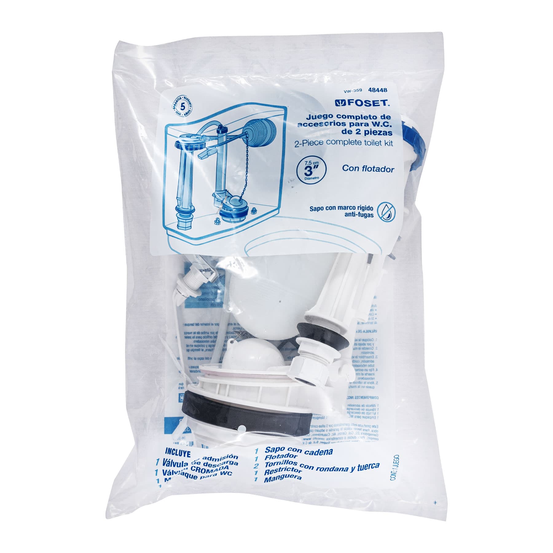 Juego de accesorios para WC, 3" flotador tradicional, FOSET