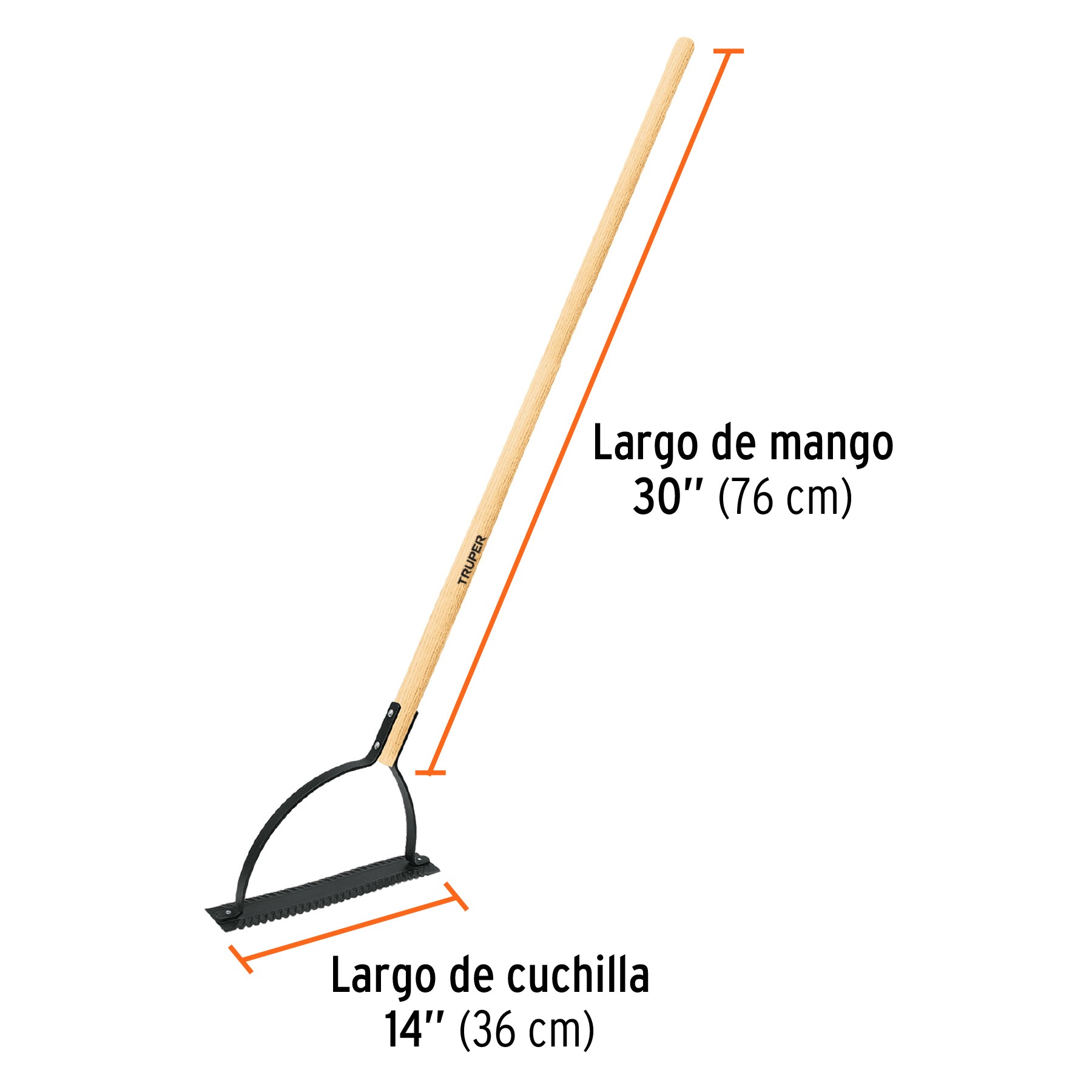 Cortador de maleza, mango de madera 30", TRUPER