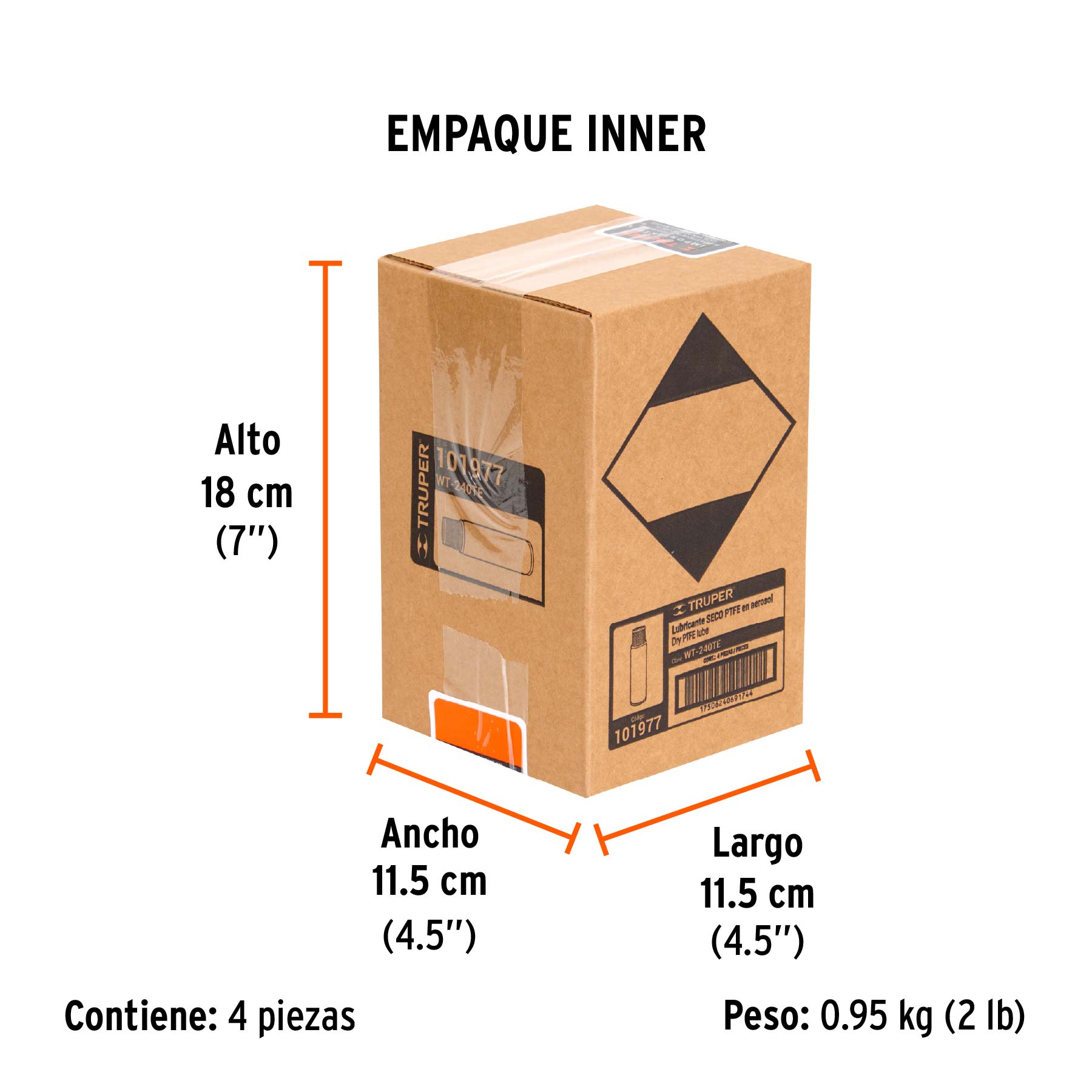 Lubricante seco PTFE en aerosol 240 ml, TRUPER - Empaque