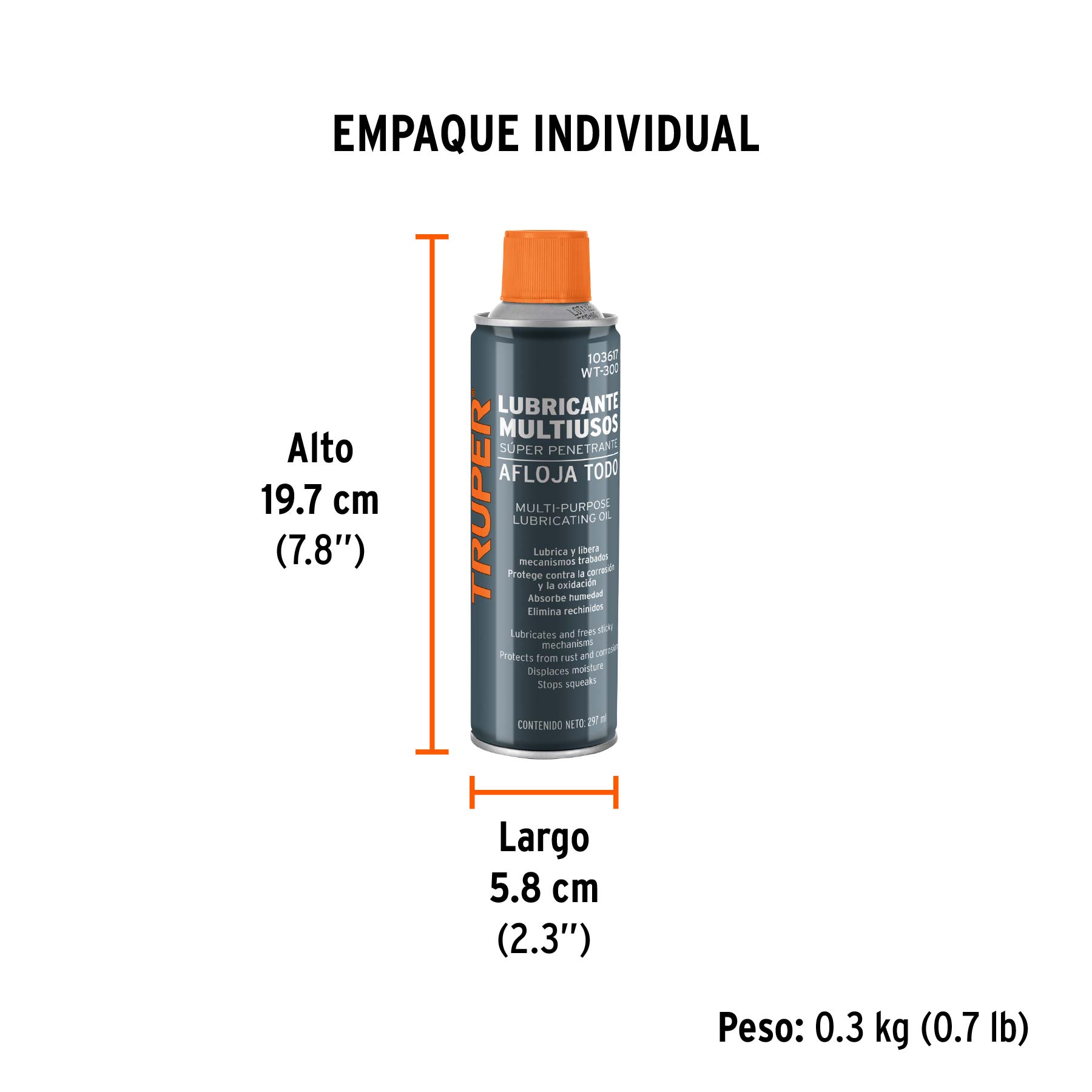 Aceite multiusos en aerosol, 297ml (10oz), TRUPER - Empaque