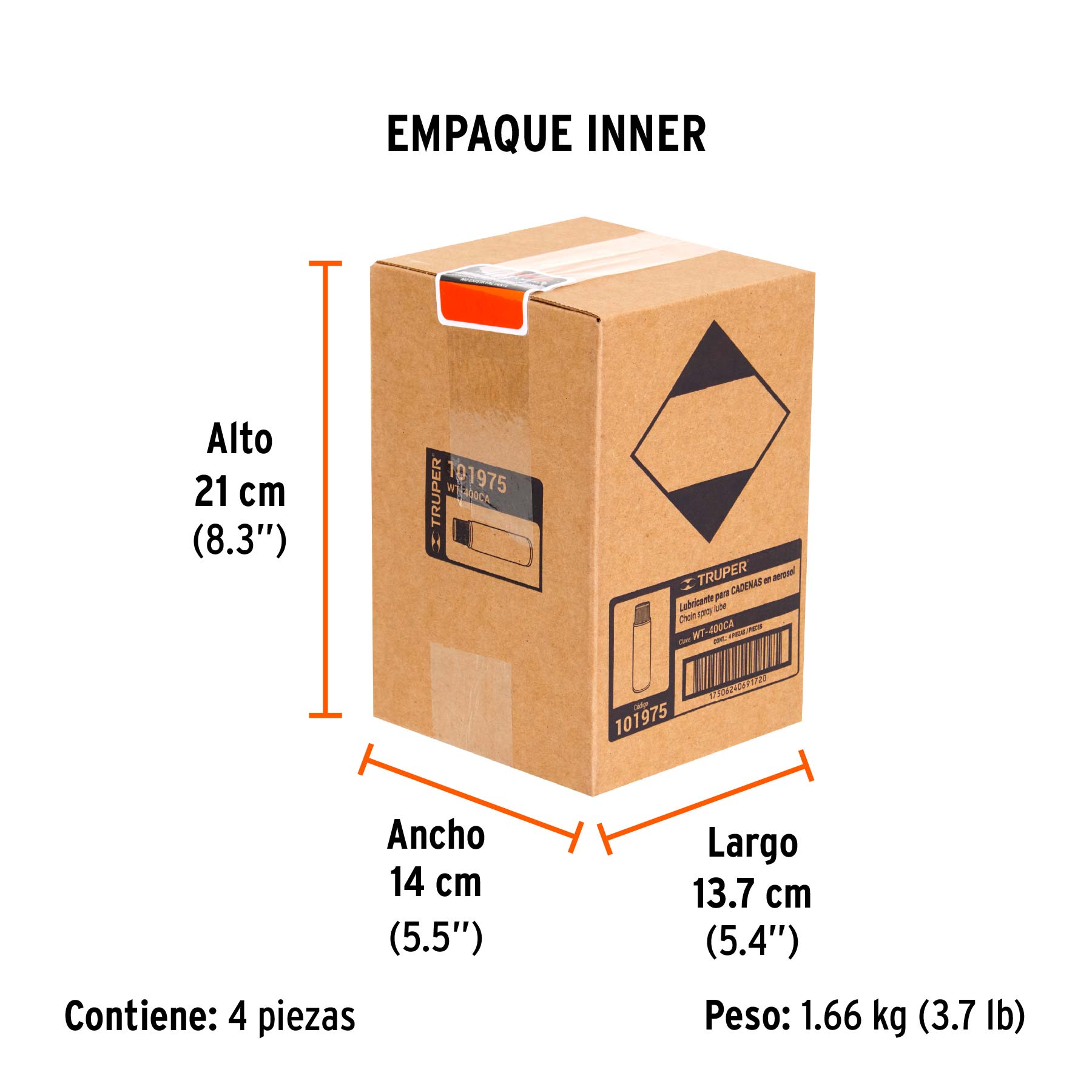 Lubricante de cadenas en aerosol 400 ml, TRUPER - Empaque