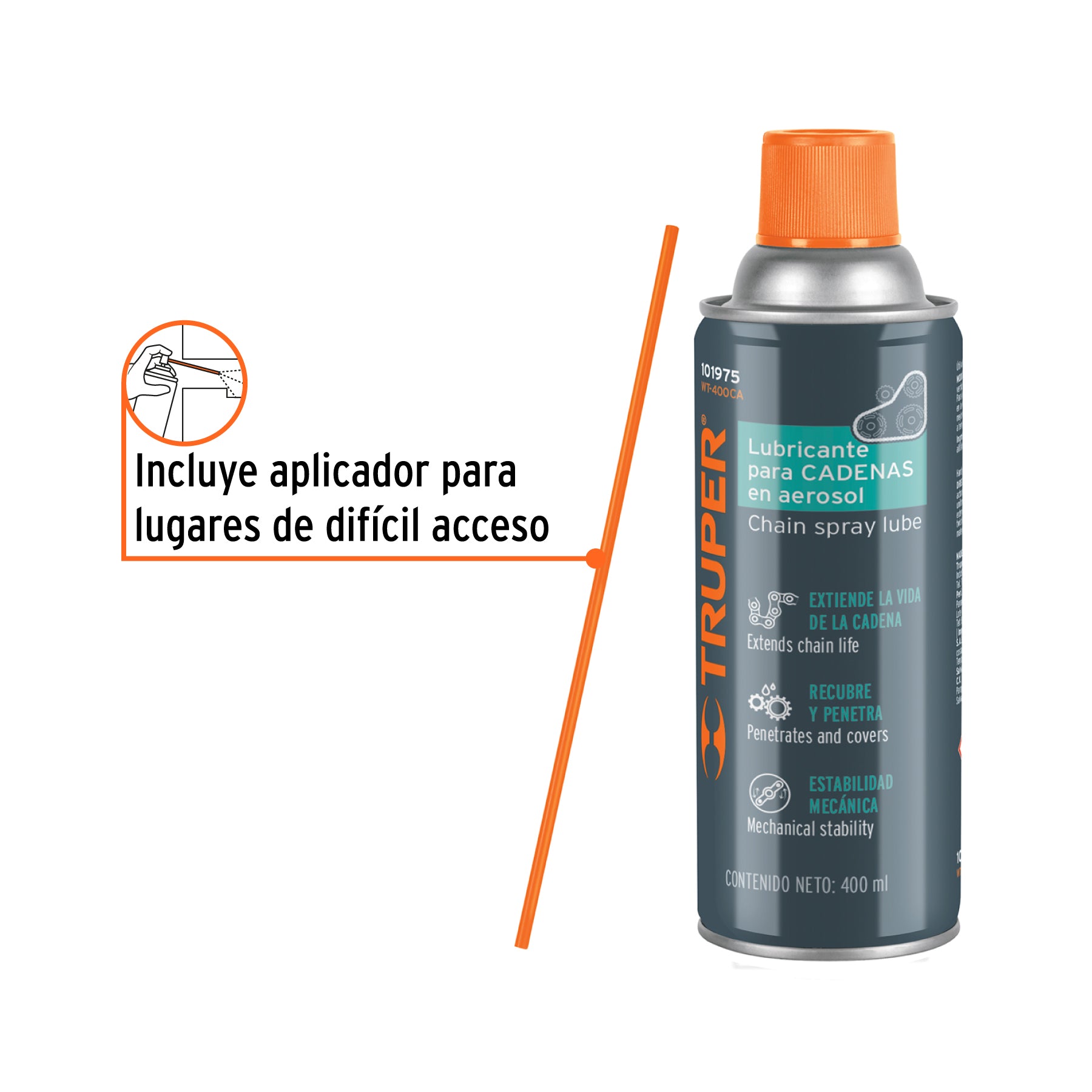 Lubricante de cadenas en aerosol 400 ml, TRUPER
