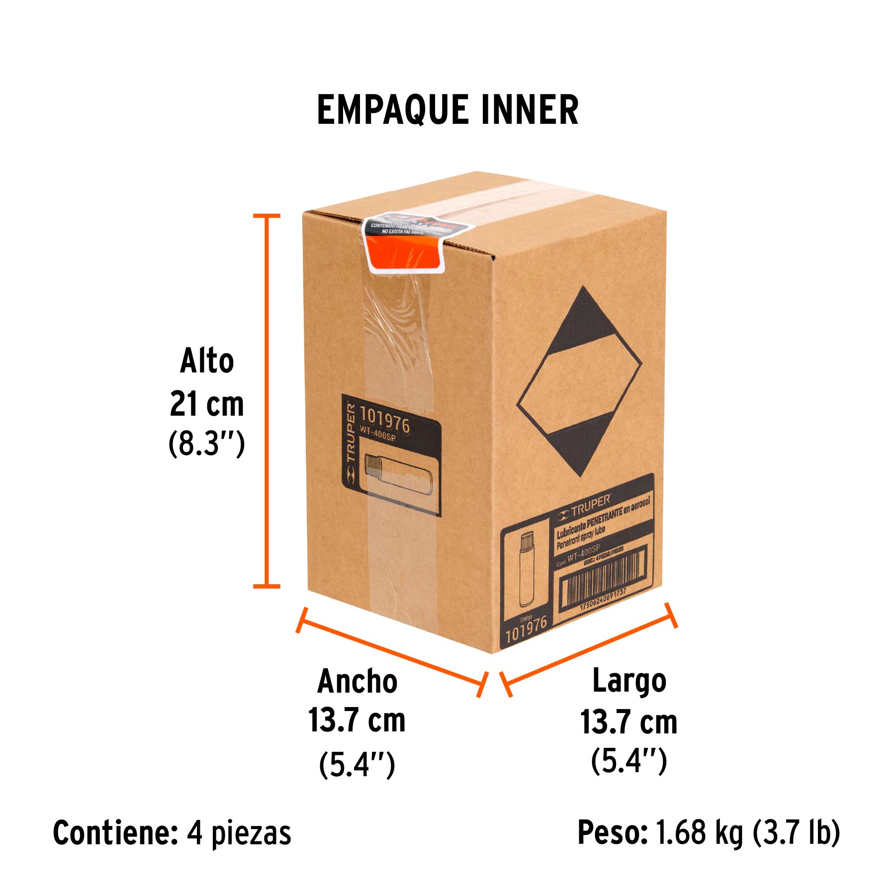 Lubricante penetrante en aerosol 400 ml, TRUPER - Empaque
