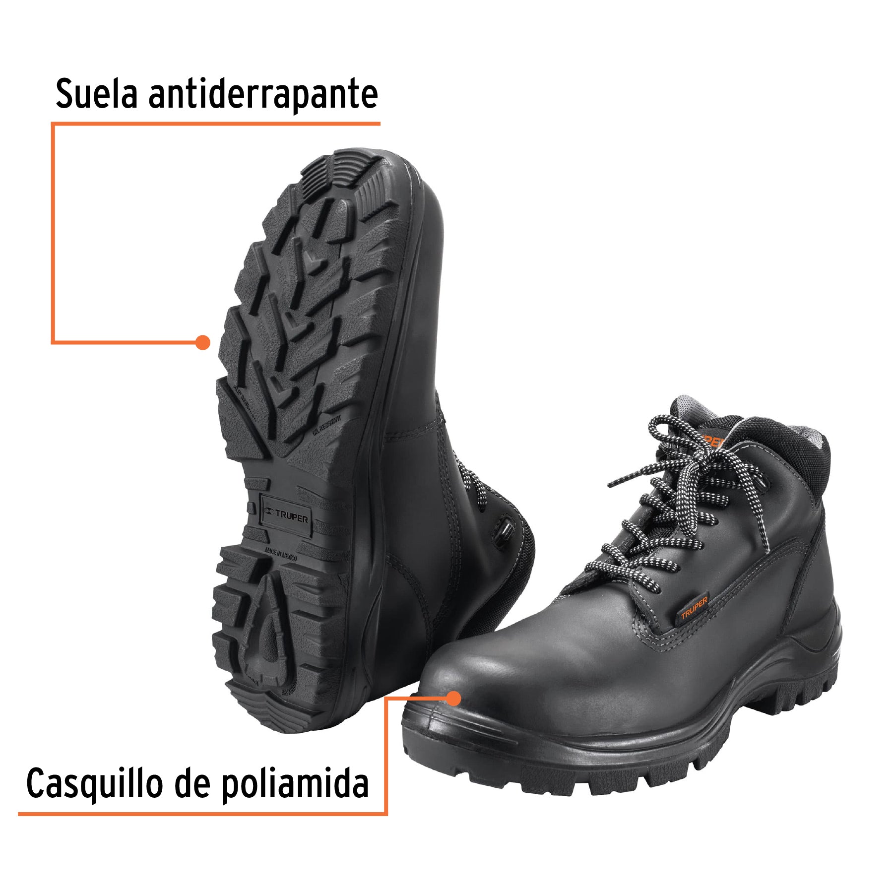 Zapato dieléctrico negro 25 con casquillo poliamida, TRUPER