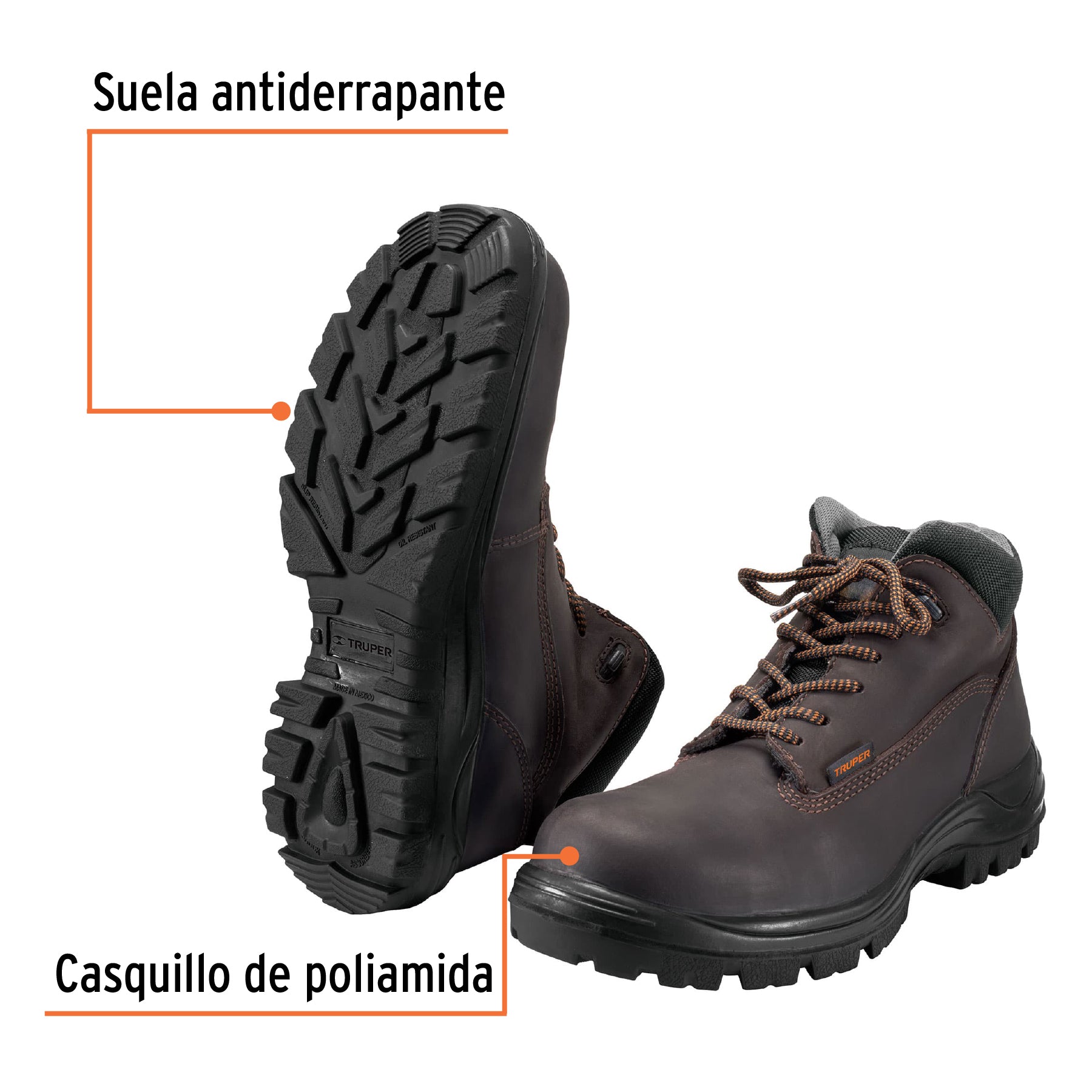 Zapato dieléctrico café 26 con casquillo poliamida, TRUPER