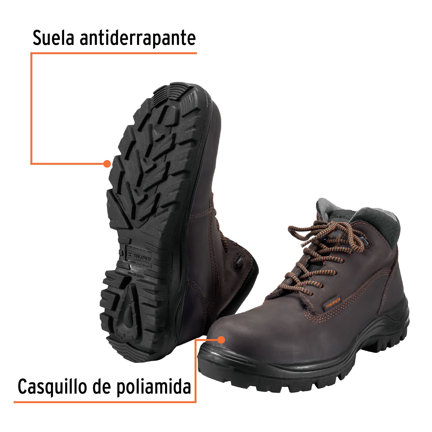 Zapato dieléctrico café 27 con casquillo poliamida, TRUPER