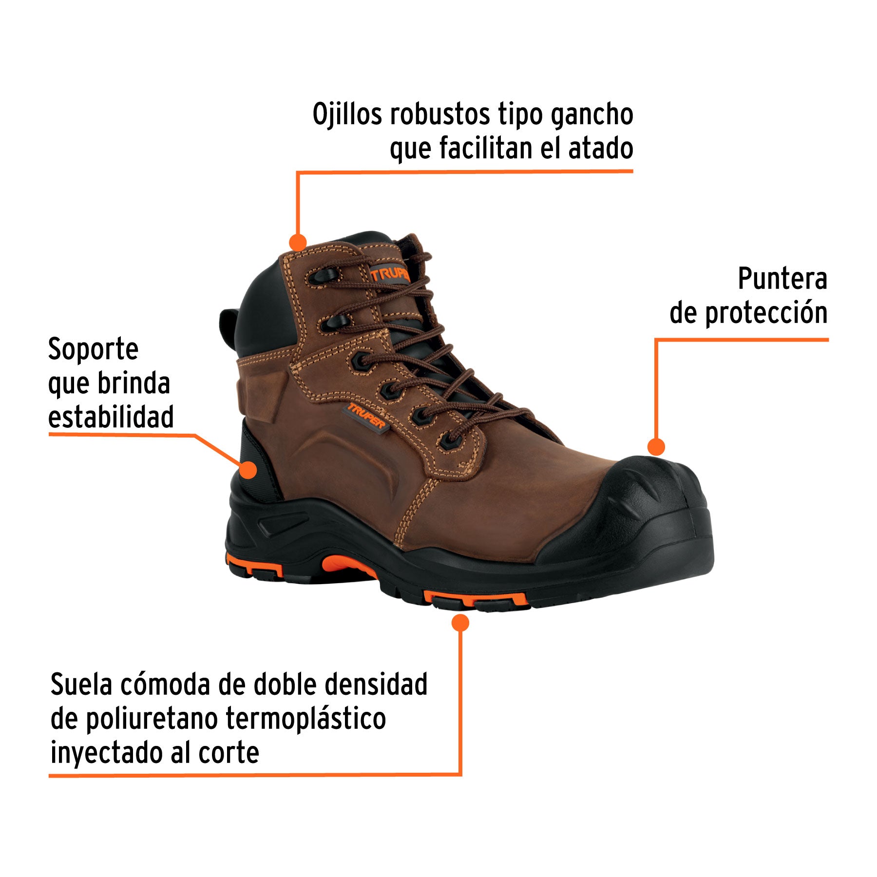 Bota de seguridad café, 28 casquillo de aramida, TRUPER