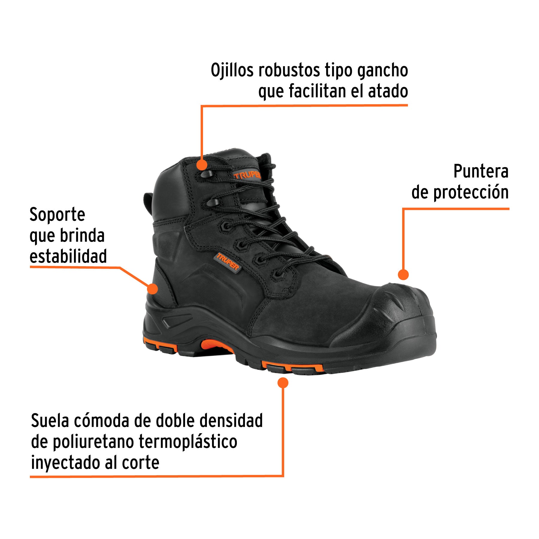 Bota de seguridad negra, 28 casquillo de aramida, TRUPER