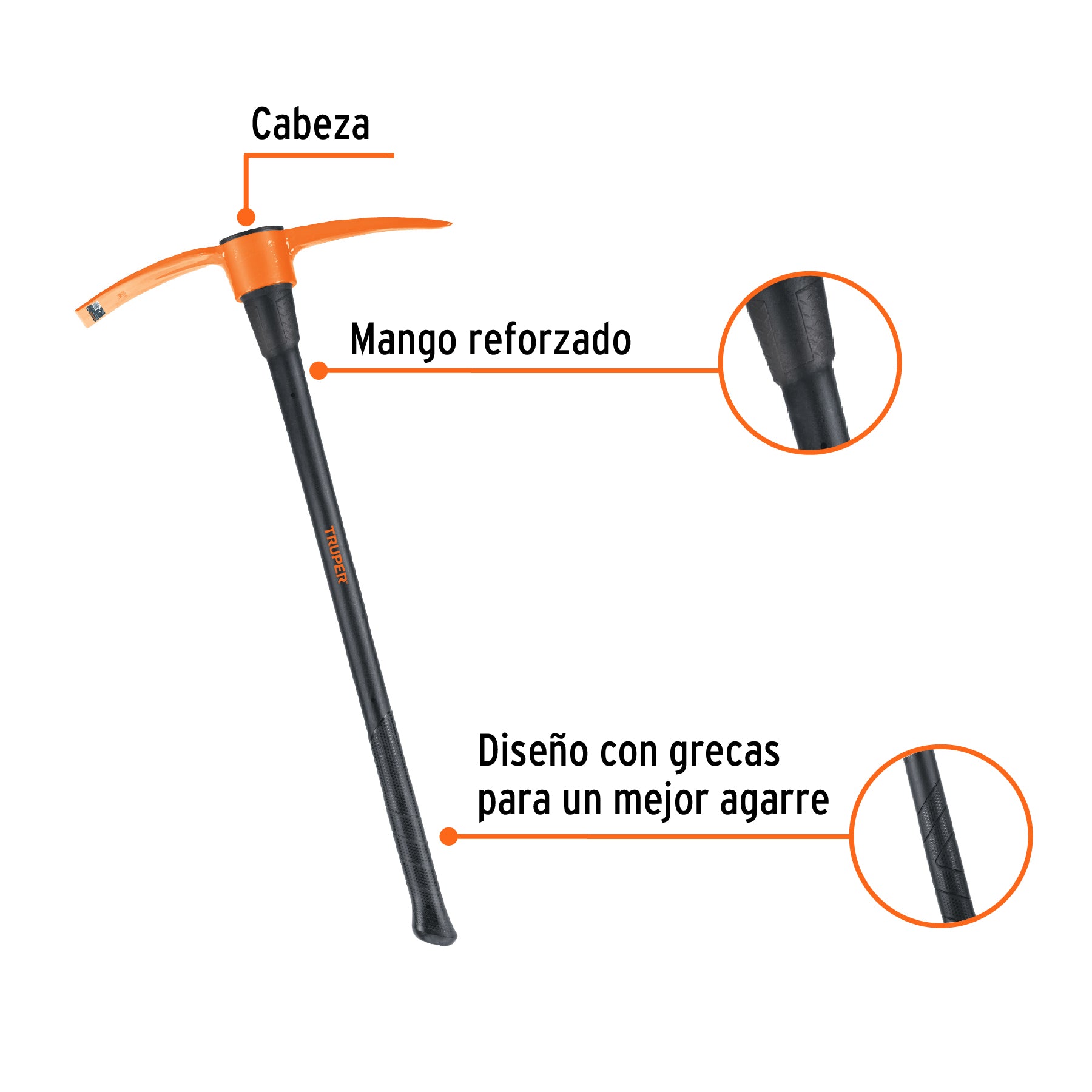 Zapapico 4 lb, mango fibra de vidrio 36", TRUPER