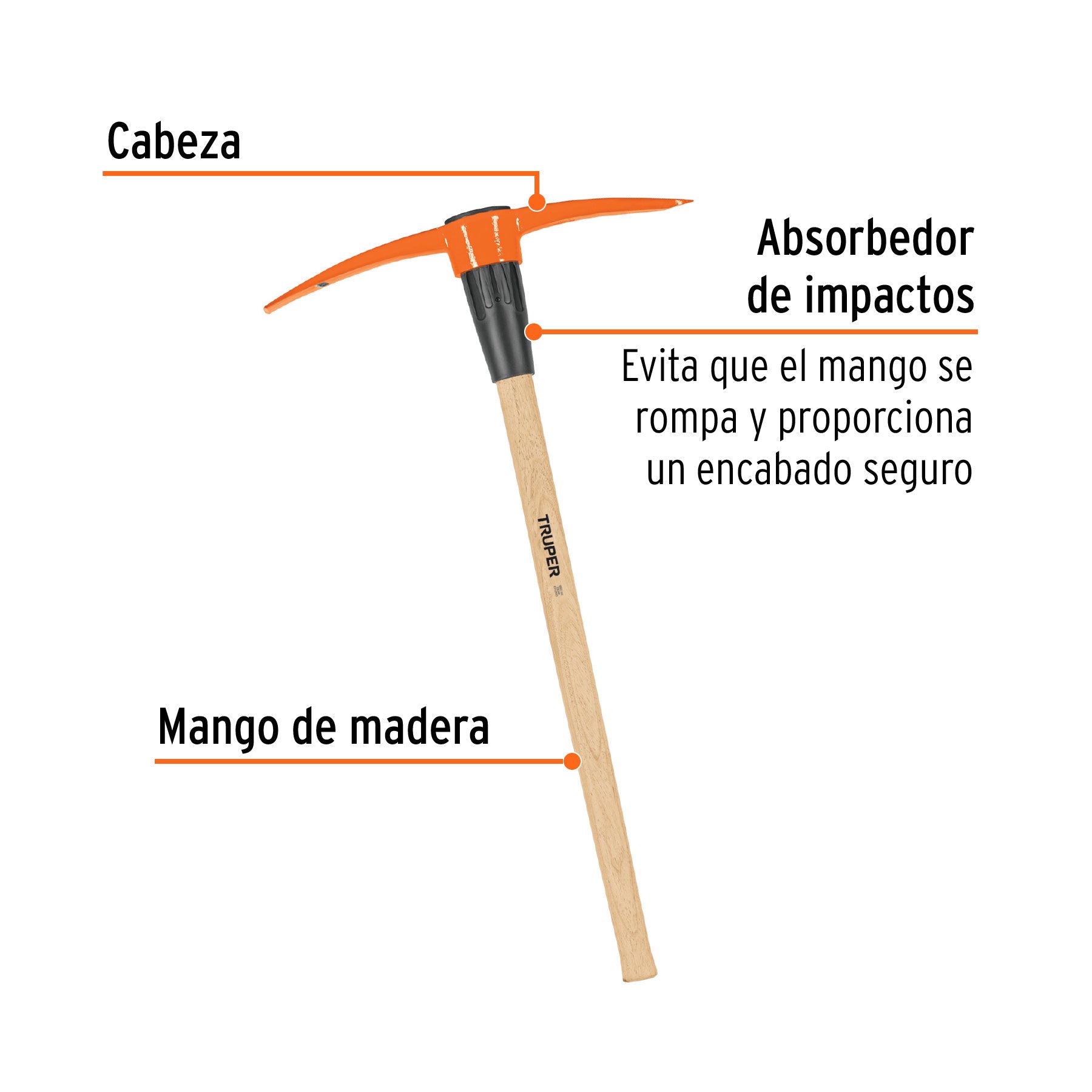 Zapapico 5 lb, mango de madera 36", TRUPER