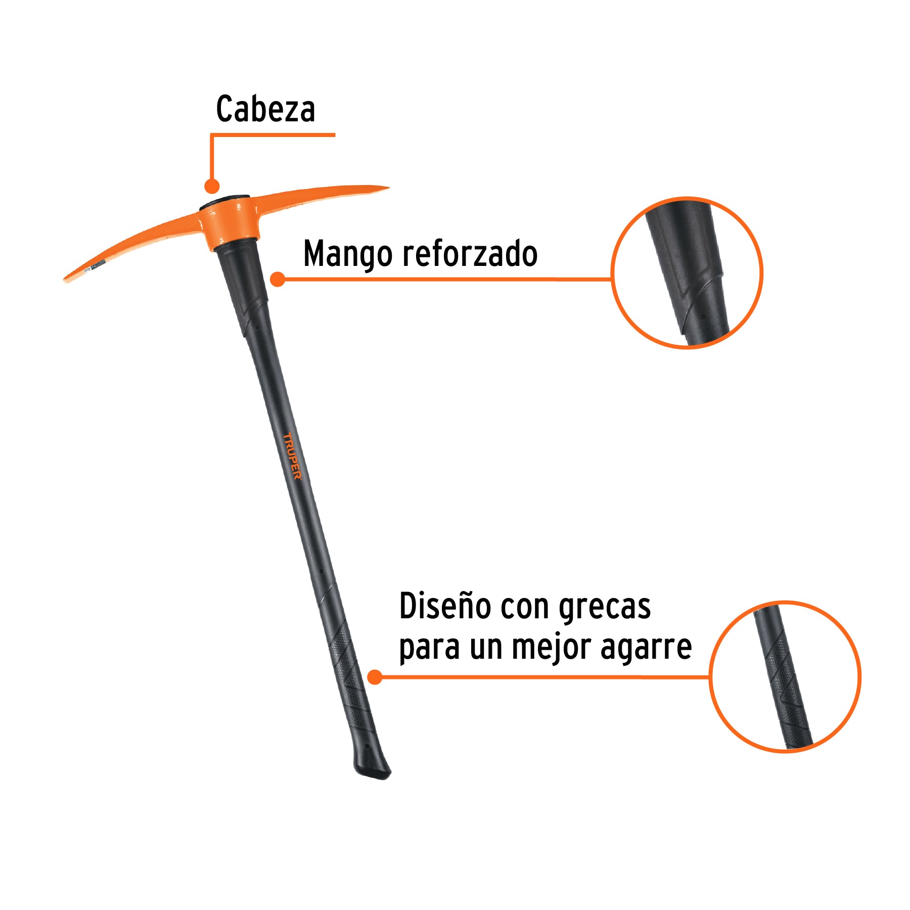 Zapapico 5 lb, mango fibra de vidrio 36", TRUPER