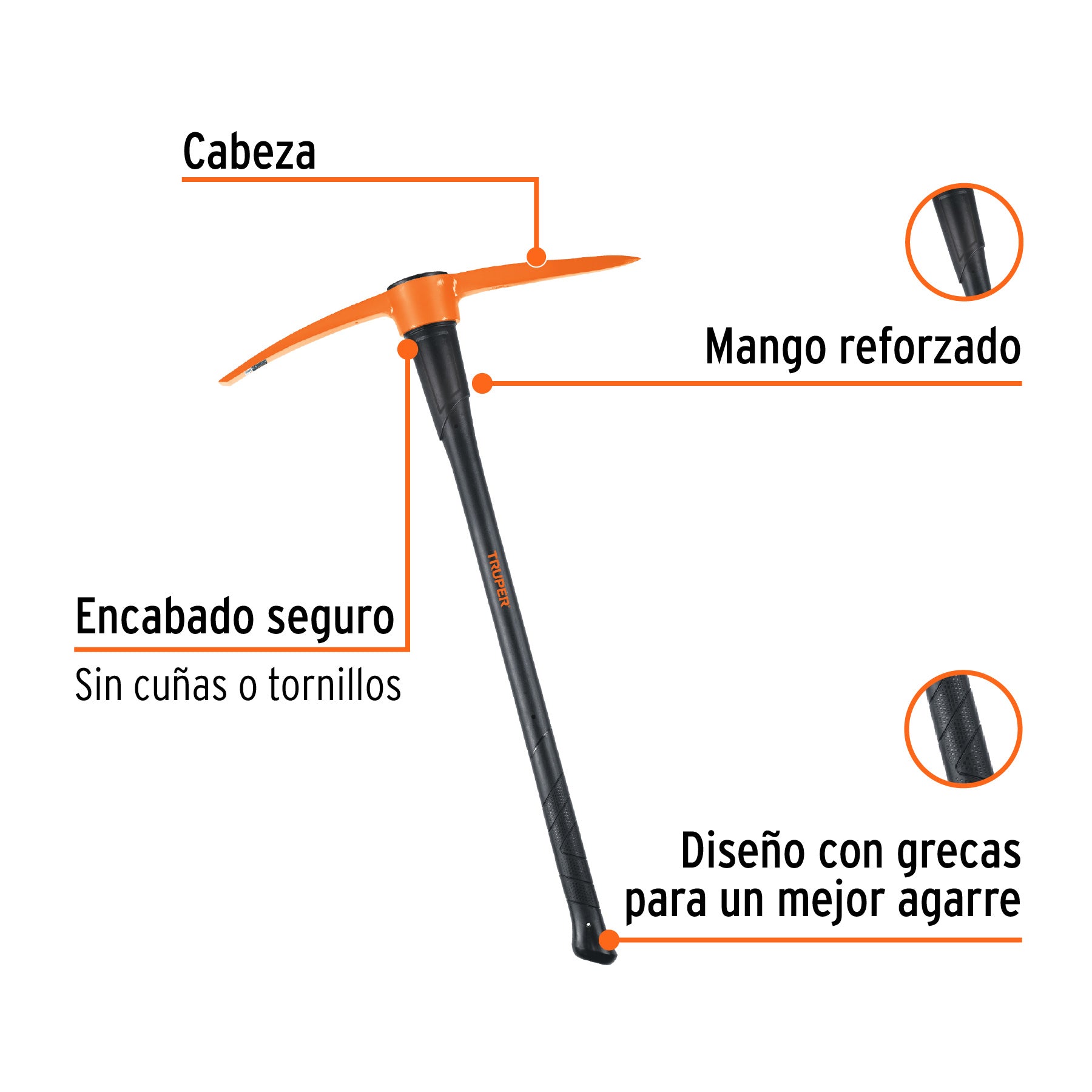 Zapapico 6 lb, mango fibra de vidrio 36", TRUPER